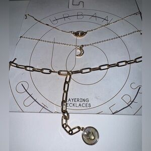 Urban Outfitters Layering Three Necklaces in Gold Tone, NEW